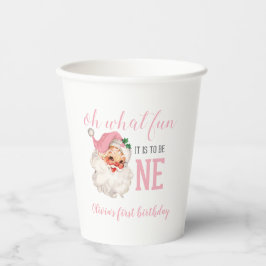 Kerstmis Roze Kerstman Eerste Verjaardag Papieren Bekers