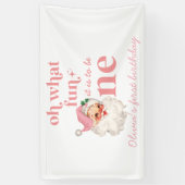 Kerstmis Roze Kerstman Eerste Verjaardag Spandoek (Verticaal)