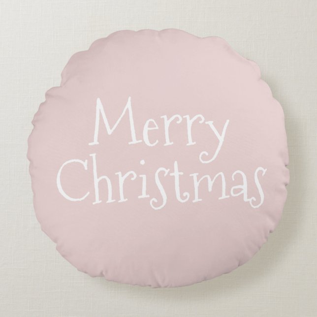 Kerstmis Roze Ronde Kussen (Voorkant)