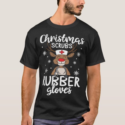 Kerstmis Rubber Glove Nursing Kerstmis T-shirt (Voorkant)