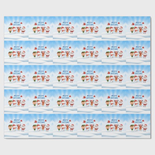 Kerstmis Rudolf The Reindeer en Vrienden Cadeaupapier (Vlak)