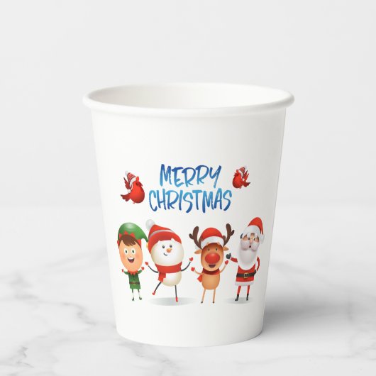 Kerstmis Rudolf The Reindeer en Vrienden Papieren Bekers (Achterkant)