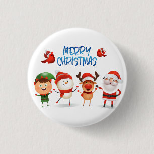 Kerstmis Rudolf The Reindeer en Vrienden Ronde Button 3,2 Cm