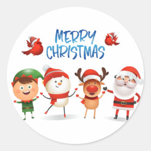 Kerstmis Rudolf The Reindeer en Vrienden Ronde Sticker