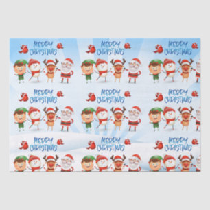 Kerstmis Rudolf The Reindeer en Vrienden Tissuepapier