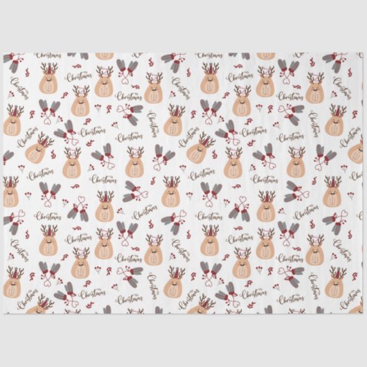 Kerstmis Rudolph en Mittens Tissuepapier (Voorkant)