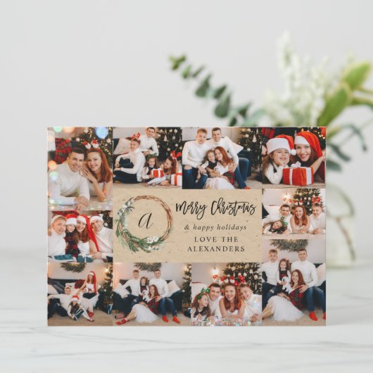 Kerstmis Rustic 10 Multi Photo - Beige (Staand voorkant)