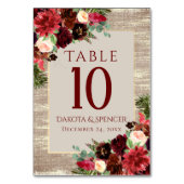 Kerstmis Rustic Boho Floral Burgundy Gold Burlap Kaart (Achterkant)