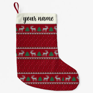 Kerstmis Rustic Rood en Groen gepersonaliseerde kl Kleine Kerstsok