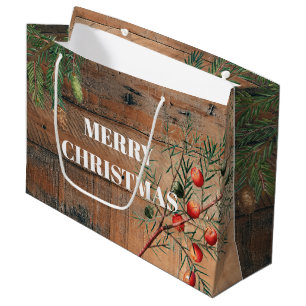 Kerstmis Rustic Wood Joy Merry kerst Groot Cadeauzakje