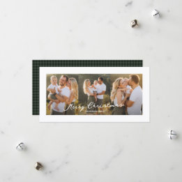Kerstmis rustieke script drie foto feestdagenkaart