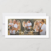 Kerstmis rustieke script drie foto feestdagenkaart (Voorkant)