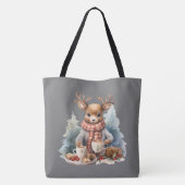 Kerstmis rustieke winkelen canvas tas (Achterkant)