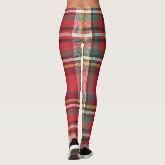 Kerstmis: Rustisch rood wit Leggings (Achterkant)