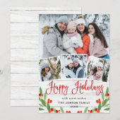 Kerstmis Rustisch White Wood 4 PHOTO Greep Feestdagenkaart (Voorkant / Achterkant)