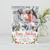 Kerstmis Rustisch White Wood 4 PHOTO Greep Feestdagenkaart (Staand voorkant)