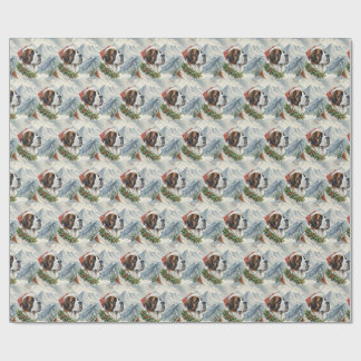 Kerstmis Saint Bernard Berg Aquarel Wrap Cadeaupapier
