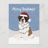 Kerstmis Saint Bernard Briefkaart (Voorkant)