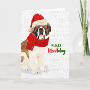 Kerstmis Saint Bernard Dog Fleas NaviDOG Feestdagen Kaart