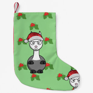 kerstmis santa alpaca stocking kleine kerstsok