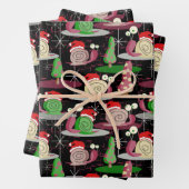 Kerstmis Santa Atomic Snails - MidCentury Modern Inpakpapier Vel (In situ)