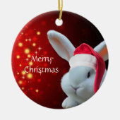 Kerstmis Santa Bunny Keramisch Ornament (Voorkant)