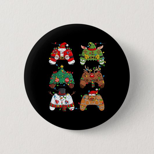 Kerstmis Santa Elf Lights Gaming Controllers Xmas Ronde Button 5,7 Cm (Voorkant)