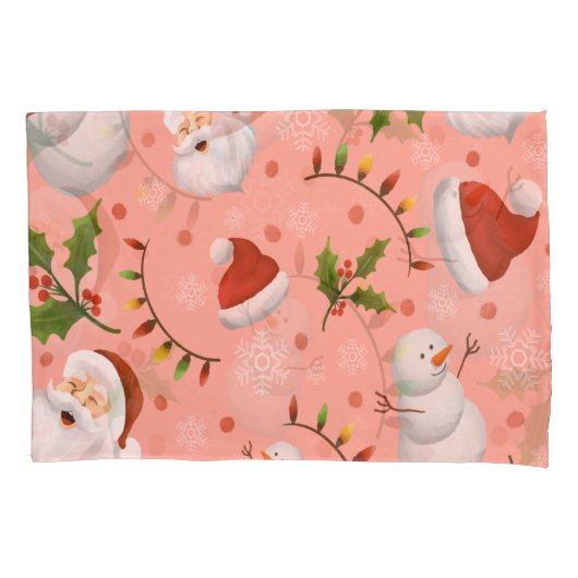 Kerstmis - Santa en Snowman Kussensloop (Voorkant)