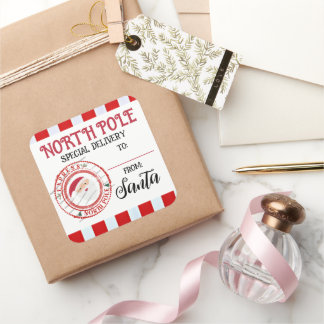 Kerstmis, Santa Gift Wrapping, speciale levering Vierkante Sticker