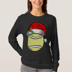 Kerstmis Santa Hat Tennis Sport Grappig cadeau T-shirt