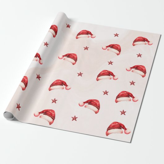 Kerstmis Santa Hat Verjaardagsfeest Cadeaupapier (Uitgerold)