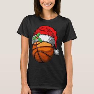 Kerstmis Santa Hoed Basketbal Sport Grappig Gift T-shirt