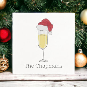 Kerstmis Santa Hoed Champagne Festive Servet