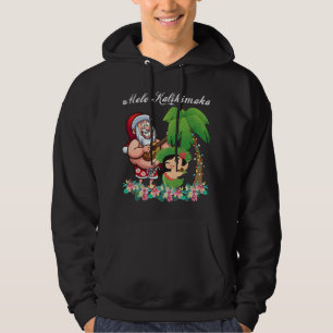 Kerstmis Santa Mele Kalikimaka Hawaii Palmboom P Hoodie