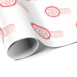 KERSTMIS SANTA NICE LIJST goedgekeurd rood stempel Cadeaupapier