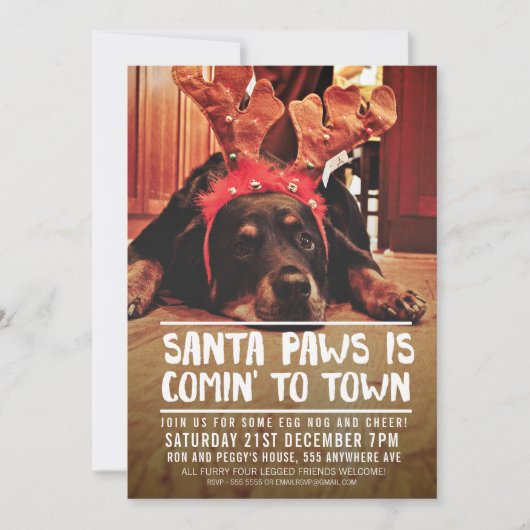 KERSTMIS SANTA PAWS FEESTFOTO KAART (Voorkant)