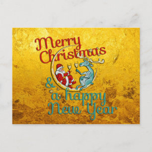 Kerstmis - SANTA & REINDEER - Kerstmis - Nieuwjaar Feestdagenkaart
