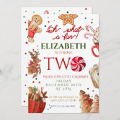 Kerstmis Santa Reindeer wat een leuke 2e Verjaarda Kaart (Voorkant / Achterkant)