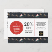 Kerstmis Santa Rendier Custom Coupon Korting Briefkaart (Voorkant / Achterkant)