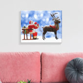 Kerstmis Santa Rendier Sledging Sneeuw Canvas Afdruk (Insitu (Woonkamer))