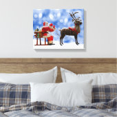 Kerstmis Santa Rendier Sledging Sneeuw Canvas Afdruk (Insitu (Slaapkamer))