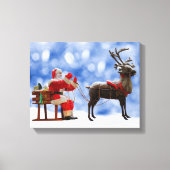 Kerstmis Santa Rendier Sledging Sneeuw Canvas Afdruk (Voorkant)