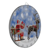 Kerstmis Santa Rendier Sledging Sneeuw Dartbord (Voorkant Links)
