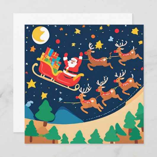 Kerstmis Santa rendieren komen naar de stad (Voorkant / Achterkant)