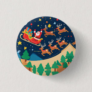 Kerstmis Santa rendieren komen naar de stad Ronde Button 3,2 Cm