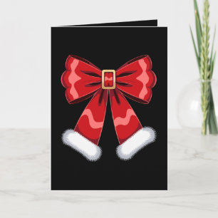 Kerstmis Santa Riem Boog Rode Bont Versiering Xmas Kaart