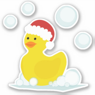 Kerstmis Santa Rubber Duck Bubbles Sticker
