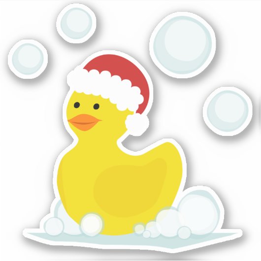 Kerstmis Santa Rubber Duck Bubbles Sticker (Voorkant)
