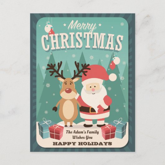 Kerstmis: Santa Rudolph ・  Briefkaart (Voorkant)