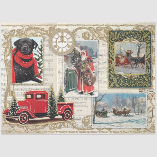 Kerstmis  Santa Truck Labrador Decoupage Tissuepapier (Voorkant)